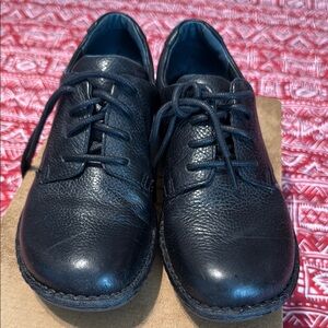 Born Black Womens Oxfords with Textured Leather and Comfortable Fit.